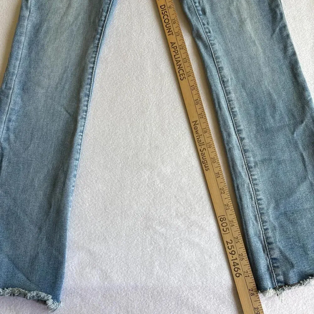Bamboo Womens Size 9 Lace Up Flare Jeans Frayed Hem Y2K Vintage Denim Streetwear - Picture 2 of 8